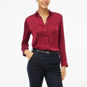 J Crew Factory NWT Drapey Satin Button-Up Top - MSRP $89.50‎